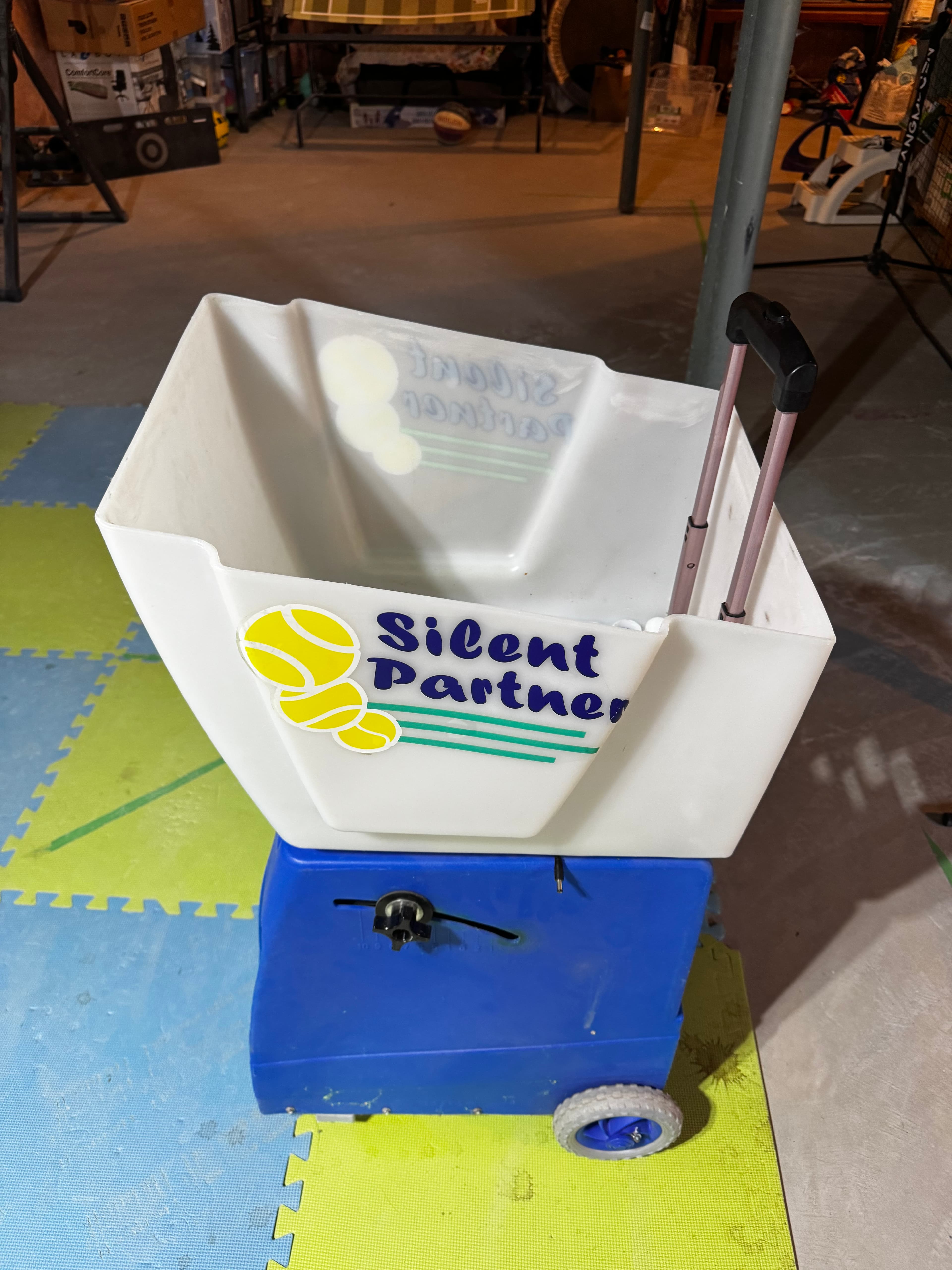Silent Partner Tennis Ball Machine + Hopper + 30 Balls